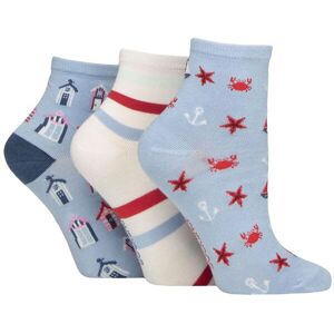 Women's 3 Pair SOCKSHOP Plain and Patterned Bamboo Ankle Socks Patterned Nautical 4-8 - Multi Coloured - Size: Small Women's 3 Pair SOCKSHOP Plain and Patterned Bamboo Ankle Socks Patterned Nautical 4-8 - Multi Coloured - Size: Small
