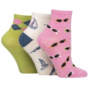 Women's 3 Pair SOCKSHOP Plain and Patterned Bamboo Ankle Socks Patterned Ocean View 4-8 - Assorted - Size: Small Women's 3 Pair SOCKSHOP Plain and Patterned Bamboo Ankle Socks Patterned Ocean View 4-8 - Assorted - Size: Small