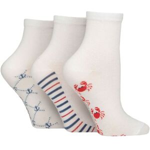 Women's 3 Pair SOCKSHOP Plain and Patterned Bamboo Ankle Socks Patterned Sole White / Nautical 4-8 - Multi Coloured - Size: Small Women's 3 Pair SOCKSHOP Plain and Patterned Bamboo Ankle Socks Patterned Sole White / Nautical 4-8 - Multi Coloured - Size: Small