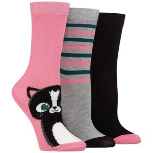 Women's 3 Pair SOCKSHOP Bamboo Feather Socks Fluffy Cat 4-8 - Multi Coloured - Size: Small Women's 3 Pair SOCKSHOP Bamboo Feather Socks Fluffy Cat 4-8 - Multi Coloured - Size: Small