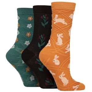 Women's 3 Pair SOCKSHOP Patterned Pelerine Bamboo Socks Bunny Floral 4-8 - Multi Coloured - Size: Small Women's 3 Pair SOCKSHOP Patterned Pelerine Bamboo Socks Bunny Floral 4-8 - Multi Coloured - Size: Small