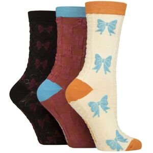 Women's 3 Pair SOCKSHOP Patterned Pelerine Bamboo Socks Bows 4-8 - Multi Coloured - Size: Small Women's 3 Pair SOCKSHOP Patterned Pelerine Bamboo Socks Bows 4-8 - Multi Coloured - Size: Small