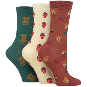 Women's 3 Pair SOCKSHOP Patterned Pelerine Bamboo Socks Teddy Picnic 4-8 - Multi Coloured - Size: Small Women's 3 Pair SOCKSHOP Patterned Pelerine Bamboo Socks Teddy Picnic 4-8 - Multi Coloured - Size: Small