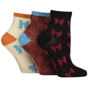 Women's 3 Pair SOCKSHOP Patterned Pelerine Bamboo Anklet Socks Bows 4-8 - Multi Coloured - Size: Small Women's 3 Pair SOCKSHOP Patterned Pelerine Bamboo Anklet Socks Bows 4-8 - Multi Coloured - Size: Small