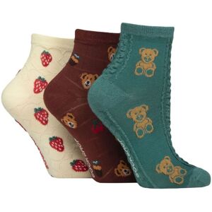 Women's 3 Pair SOCKSHOP Patterned Pelerine Bamboo Anklet Socks Teddy Picnic 4-8 - Multi Coloured - Size: Small Women's 3 Pair SOCKSHOP Patterned Pelerine Bamboo Anklet Socks Teddy Picnic 4-8 - Multi Coloured - Size: Small