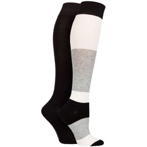 Women's 2 Pair SOCKSHOP Plain and Patterned Bamboo Knee High Socks with Smooth Toe Seams Monochrome 4-8 Ladies - Black - Size: Small Women's 2 Pair SOCKSHOP Plain and Patterned Bamboo Knee High Socks with Smooth Toe Seams Monochrome 4-8 Ladies - Black - Size: Small