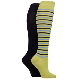 Women's 2 Pair SOCKSHOP Plain and Patterned Bamboo Knee High Socks with Smooth Toe Seams Spanish Moss Stripe 4-8 - Multi Coloured - Size: Small Women's 2 Pair SOCKSHOP Plain and Patterned Bamboo Knee High Socks with Smooth Toe Seams Spanish Moss Stripe 4-8 - Multi Coloured - Size: Small