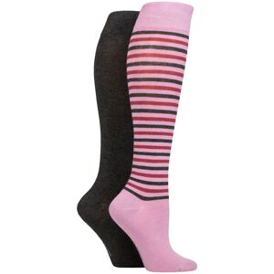 Women's 2 Pair SOCKSHOP Plain and Patterned Bamboo Knee High Socks with Smooth Toe Seams Smokey Pink Stripe 4-8 - Multi Coloured - Size: Small Women's 2 Pair SOCKSHOP Plain and Patterned Bamboo Knee High Socks with Smooth Toe Seams Smokey Pink Stripe 4-8 - Multi Coloured - Size: Small