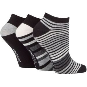 Women's 3 Pair SOCKSHOP Patterned, Striped, Plain, Ribbed and Mesh Bamboo Trainer Socks Black 4-8 Ladies - Black - Size: Small Women's 3 Pair SOCKSHOP Patterned, Striped, Plain, Ribbed and Mesh Bamboo Trainer Socks Black 4-8 Ladies - Black - Size: Small