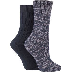Women's 2 Pair SOCKSHOP Chunky Rib Cotton Boot Socks Navy 4-8 Ladies - Blue - Size: Small Women's 2 Pair SOCKSHOP Chunky Rib Cotton Boot Socks Navy 4-8 Ladies - Blue - Size: Small