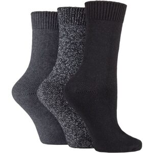Women's 3 Pair SOCKSHOP Plain Cotton and Glitter Lurex Boot Socks Black 4-8 Ladies - Black - Size: Small Women's 3 Pair SOCKSHOP Plain Cotton and Glitter Lurex Boot Socks Black 4-8 Ladies - Black - Size: Small