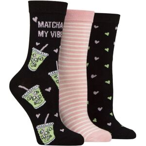 Women's 3 Pair SOCKSHOP Lazy Panda Novelty Bamboo Socks Matcha My Vibe 4-8 - Multi Coloured - Size: Small Women's 3 Pair SOCKSHOP Lazy Panda Novelty Bamboo Socks Matcha My Vibe 4-8 - Multi Coloured - Size: Small