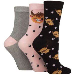 Women's 3 Pair SOCKSHOP Lazy Panda Novelty Bamboo Socks Highland Cow 4-8 - Multi Coloured - Size: Small Women's 3 Pair SOCKSHOP Lazy Panda Novelty Bamboo Socks Highland Cow 4-8 - Multi Coloured - Size: Small