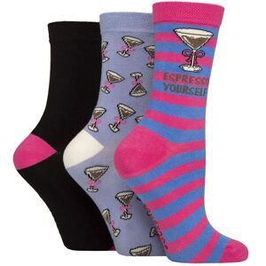 Women's 3 Pair SOCKSHOP Lazy Panda Novelty Bamboo Socks Espresso Yourself 4-8 - Multi Coloured - Size: Small Women's 3 Pair SOCKSHOP Lazy Panda Novelty Bamboo Socks Espresso Yourself 4-8 - Multi Coloured - Size: Small