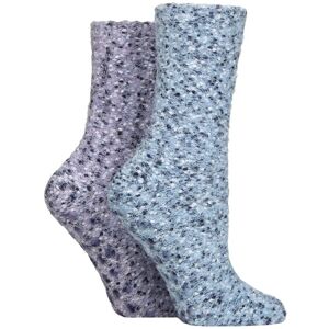 Women's 2 Pair SOCKSHOP Popcorn Feather Slipper Socks with Grip Blue / Grey 4-8 Women's - Blue - Size: Small Women's 2 Pair SOCKSHOP Popcorn Feather Slipper Socks with Grip Blue / Grey 4-8 Women's - Blue - Size: Small