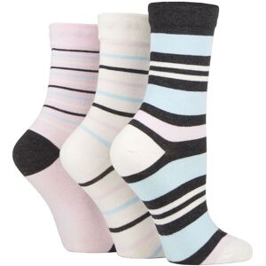 Women's 3 Pair SOCKSHOP Gentle Bamboo Socks with Smooth Toe Seams in Plains and Stripes Charcoal Cream Stripe 4-8 - Multi Coloured - Size: Small Women's 3 Pair SOCKSHOP Gentle Bamboo Socks with Smooth Toe Seams in Plains and Stripes Charcoal Cream Stripe 4-8 - Multi Coloured - Size: Small