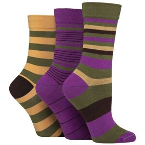 Women's 3 Pair SOCKSHOP Gentle Bamboo Socks with Smooth Toe Seams in Plains and Stripes Wild Terrain 4-8 - Multi Coloured - Size: Small Women's 3 Pair SOCKSHOP Gentle Bamboo Socks with Smooth Toe Seams in Plains and Stripes Wild Terrain 4-8 - Multi Coloured - Size: Small