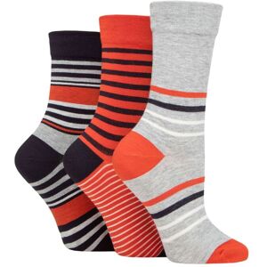 Women's 3 Pair SOCKSHOP Gentle Bamboo Socks with Smooth Toe Seams in Plains and Stripes Navy / Rust 4-8 - Multi Coloured - Size: Small Women's 3 Pair SOCKSHOP Gentle Bamboo Socks with Smooth Toe Seams in Plains and Stripes Navy / Rust 4-8 - Multi Coloured - Size: Small