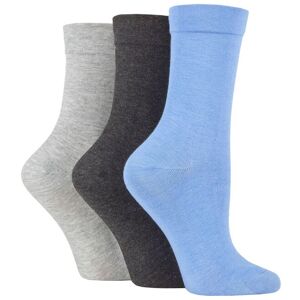 Women's 3 Pair SOCKSHOP Gentle Bamboo Socks with Smooth Toe Seams in Plains and Stripes Blue / Light Grey / Charcoal 4-8 Ladies - Blue - Size: Small Women's 3 Pair SOCKSHOP Gentle Bamboo Socks with Smooth Toe Seams in Plains and Stripes Blue / Light Grey / Charcoal 4-8 Ladies - Blue - Size: Small