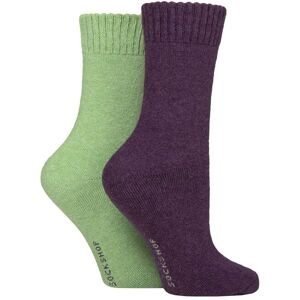 Women's 2 Pair SOCKSHOP Wool Mix Striped and Plain Boot Socks Wild Terrain Plain 4-8 - Multi Coloured - Size: Small Women's 2 Pair SOCKSHOP Wool Mix Striped and Plain Boot Socks Wild Terrain Plain 4-8 - Multi Coloured - Size: Small