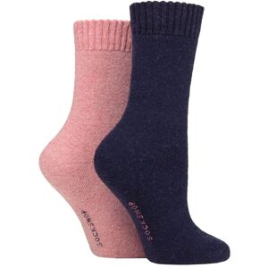 Women's 2 Pair SOCKSHOP Wool Mix Striped and Plain Boot Socks Wild Rose Plain 4-8 Ladies - Pink - Size: Small Women's 2 Pair SOCKSHOP Wool Mix Striped and Plain Boot Socks Wild Rose Plain 4-8 Ladies - Pink - Size: Small