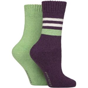 Women's 2 Pair SOCKSHOP Wool Mix Striped and Plain Boot Socks Wild Terrain Striped 4-8 - Multi Coloured - Size: Small Women's 2 Pair SOCKSHOP Wool Mix Striped and Plain Boot Socks Wild Terrain Striped 4-8 - Multi Coloured - Size: Small