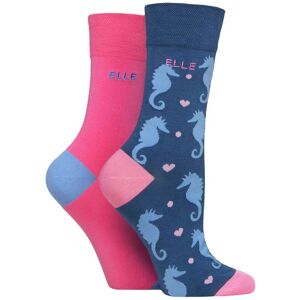 Women's 2 Pair Elle Bamboo Patterned and Plain Socks Seafarer 4-8 - Assorted - Size: Small Women's 2 Pair Elle Bamboo Patterned and Plain Socks Seafarer 4-8 - Assorted - Size: Small