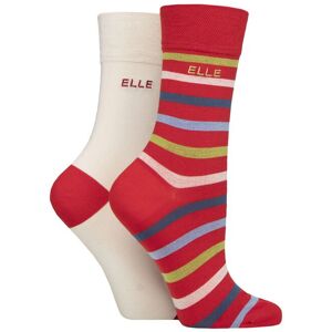 Women's 2 Pair Elle Bamboo Striped and Plain Socks Coastal Joy 4-8 - Multi Coloured - Size: Small Women's 2 Pair Elle Bamboo Striped and Plain Socks Coastal Joy 4-8 - Multi Coloured - Size: Small