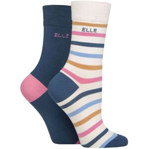 Women's 2 Pair Elle Bamboo Striped and Plain Socks Seafarer 4-8 - Multi Coloured - Size: Small Women's 2 Pair Elle Bamboo Striped and Plain Socks Seafarer 4-8 - Multi Coloured - Size: Small