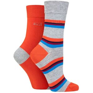 Women's 2 Pair Elle Bamboo Striped and Plain Socks Rust 4-8 Ladies - Orange - Size: Small Women's 2 Pair Elle Bamboo Striped and Plain Socks Rust 4-8 Ladies - Orange - Size: Small