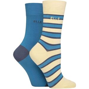 Women's 2 Pair Elle Bamboo Striped and Plain Socks Storm 4-8 - Blue - Size: Small Women's 2 Pair Elle Bamboo Striped and Plain Socks Storm 4-8 - Blue - Size: Small