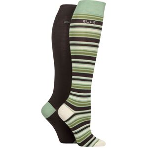 Women's 2 Pair Elle Bamboo Striped and Plain Knee High Socks Forager 4-8 - Assorted - Size: Small Women's 2 Pair Elle Bamboo Striped and Plain Knee High Socks Forager 4-8 - Assorted - Size: Small
