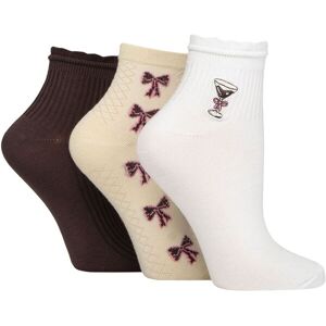 Women's 3 Pair Elle Frill Welt Ribbed Bamboo Anklet Socks Espresso Martini 4-8 - Assorted - Size: Small Women's 3 Pair Elle Frill Welt Ribbed Bamboo Anklet Socks Espresso Martini 4-8 - Assorted - Size: Small