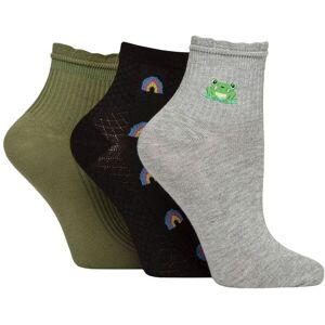 Women's 3 Pair Elle Frill Welt Ribbed Bamboo Anklet Socks Frog 4-8 - Green - Size: Small Women's 3 Pair Elle Frill Welt Ribbed Bamboo Anklet Socks Frog 4-8 - Green - Size: Small