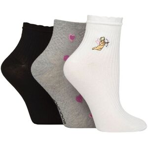 Women's 3 Pair Elle Frill Welt Ribbed Bamboo Anklet Socks Cherub 4-8 - Multi Coloured - Size: Small Women's 3 Pair Elle Frill Welt Ribbed Bamboo Anklet Socks Cherub 4-8 - Multi Coloured - Size: Small