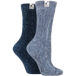 Women's 2 Pair Elle Cable Knit Chenille Boot Socks Blue Grey / Sapphire 4-8 Ladies - Blue - Size: Small Women's 2 Pair Elle Cable Knit Chenille Boot Socks Blue Grey / Sapphire 4-8 Ladies - Blue - Size: Small