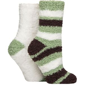 Women's 2 Pair Elle Fluffy and Cosy Blissful Bed Time Socks Forager 4-8 - Green - Size: Small Women's 2 Pair Elle Fluffy and Cosy Blissful Bed Time Socks Forager 4-8 - Green - Size: Small