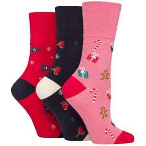 Women's 3 Pair SOCKSHOP Gentle Grip Bamboo Christmas Socks Mixed Pattern 4-8 - Assorted - Size: Small Women's 3 Pair SOCKSHOP Gentle Grip Bamboo Christmas Socks Mixed Pattern 4-8 - Assorted - Size: Small