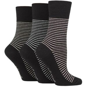 Women's 3 Pair Gentle Grip Cotton Patterned and Striped Socks Fine Stripe Black 4-8 Ladies - Black - Size: Small Women's 3 Pair Gentle Grip Cotton Patterned and Striped Socks Fine Stripe Black 4-8 Ladies - Black - Size: Small