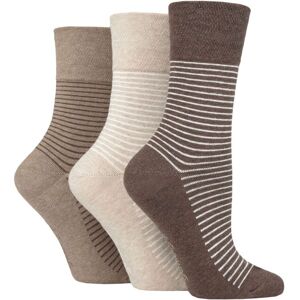 Women's 3 Pair Gentle Grip Cotton Patterned and Striped Socks Fine Stripe Brown / Neutral 4-8 Ladies - Brown - Size: Small Women's 3 Pair Gentle Grip Cotton Patterned and Striped Socks Fine Stripe Brown / Neutral 4-8 Ladies - Brown - Size: Small