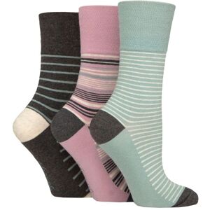 Women's 3 Pair Gentle Grip Cotton Patterned and Striped Socks Reverie Stripe Charcoal / Pink / Sage 4-8 - Multi Coloured - Size: Small Women's 3 Pair Gentle Grip Cotton Patterned and Striped Socks Reverie Stripe Charcoal / Pink / Sage 4-8 - Multi Coloured - Size: Small
