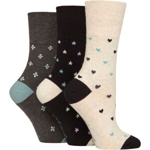 Women's 3 Pair Gentle Grip Cotton Patterned and Striped Socks Micro Pattern Black / Cream 4-8 - Multi Coloured - Size: Small Women's 3 Pair Gentle Grip Cotton Patterned and Striped Socks Micro Pattern Black / Cream 4-8 - Multi Coloured - Size: Small