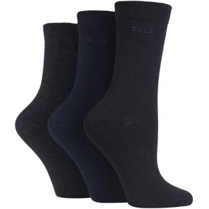 3 Pair Black / Navy / Charcoal Plain Comfort Cuff Cotton Socks with Hand Linked Toes Ladies 4-8 Ladies - Elle - Assorted - Size: Small 3 Pair Black / Navy / Charcoal Plain Comfort Cuff Cotton Socks with Hand Linked Toes Ladies 4-8 Ladies - Elle - Assorted - Size: Small