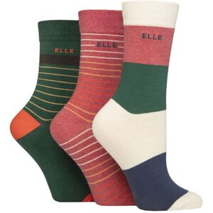 Women's 3 Pair Elle Plain, Striped and Patterned Cotton Socks with Smooth Toes Cinnamon Stripe 4-8 - Multi Coloured - Size: Small Women's 3 Pair Elle Plain, Striped and Patterned Cotton Socks with Smooth Toes Cinnamon Stripe 4-8 - Multi Coloured - Size: Small