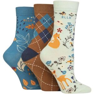 Women's 3 Pair Elle Plain, Striped and Patterned Cotton Socks with Smooth Toes Storm Patterned 4-8 - Multi Coloured - Size: Small Women's 3 Pair Elle Plain, Striped and Patterned Cotton Socks with Smooth Toes Storm Patterned 4-8 - Multi Coloured - Size: Small