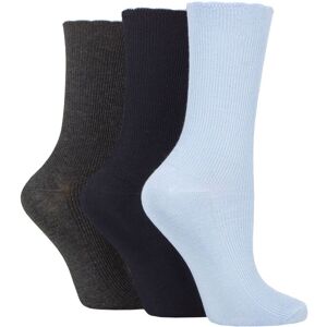 Women's 3 Pair Elle Ribbed Bamboo Socks with Scallop Top Navy / Charc / Kentucky Blue 4-8 Ladies - Blue - Size: Small Women's 3 Pair Elle Ribbed Bamboo Socks with Scallop Top Navy / Charc / Kentucky Blue 4-8 Ladies - Blue - Size: Small