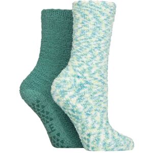 Women's 2 Pair Elle Multi Cosy Slipper Socks with Grip Storm 4-8 - Blue - Size: Small Women's 2 Pair Elle Multi Cosy Slipper Socks with Grip Storm 4-8 - Blue - Size: Small