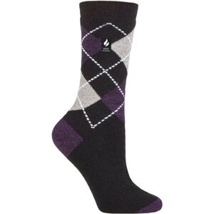 Women's 1 Pair SOCKSHOP Heat Holders 1.0 TOG Ultralite Striped, Argyle & Patterned Socks Valletta Argyle Black / Purple 4-8 Ladies - Multi Coloured - Size: Small Women's 1 Pair SOCKSHOP Heat Holders 1.0 TOG Ultralite Striped, Argyle & Patterned Socks Valletta Argyle Black / Purple 4-8 Ladies - Multi Coloured - Size: Small