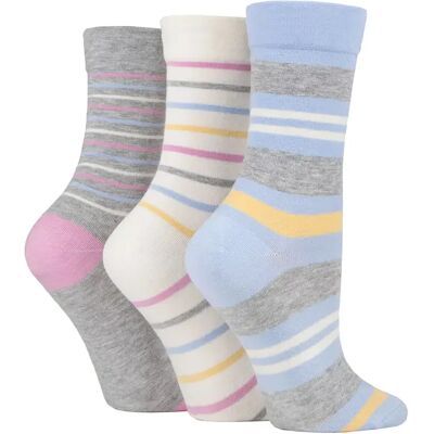 Women's 3 Pair SOCKSHOP Gentle Bamboo Socks with Smooth Toe Seams in Plains and Stripes Pastel Stripe 4-8 - Multi Coloured - Size: Small Women's 3 Pair SOCKSHOP Gentle Bamboo Socks with Smooth Toe Seams in Plains and Stripes Pastel Stripe 4-8 - Multi Coloured - Size: Small