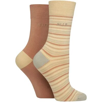 SockShop Women's 2 Pair Elle Bamboo Striped and Plain Socks Classic Beige 4-8 - Assorted - Size: Small SockShop Women's 2 Pair Elle Bamboo Striped and Plain Socks Classic Beige 4-8 - Assorted - Size: Small